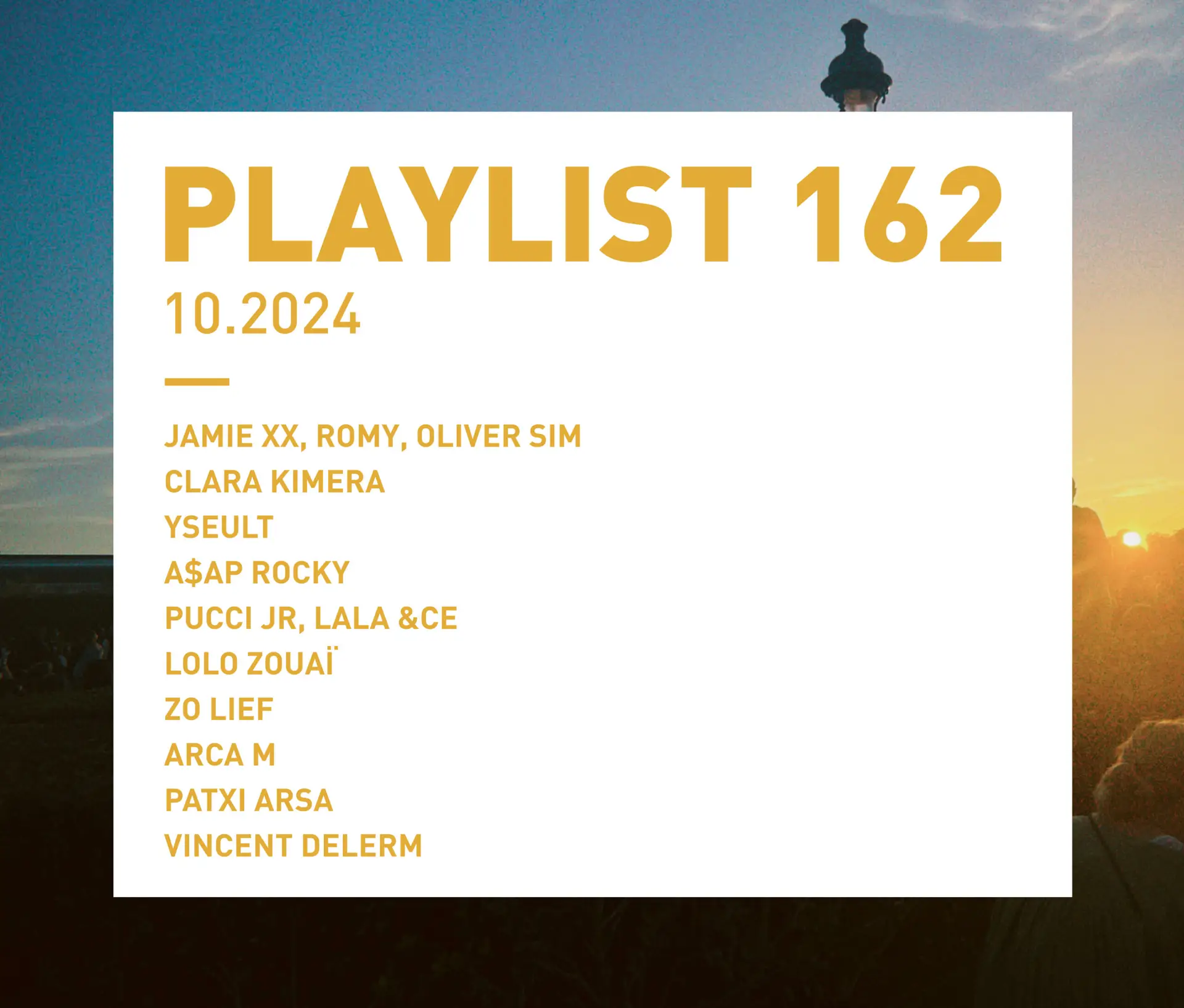 Playlist 162 : Jamie xx, Yseult, Zo Lief, Patxi Arsa, etc.